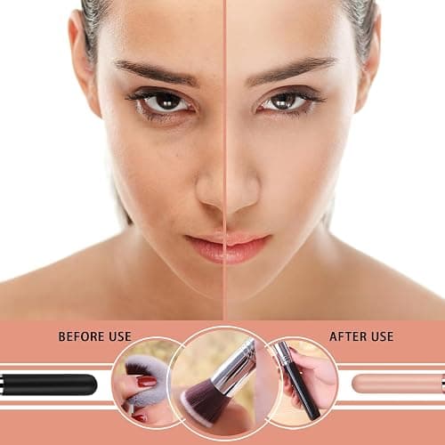 2 Stück Make Up Pinsel, Foundation Pinsel, Professioneller Makeup Pinsel für Foundation & Concealer, Dichten Synthetischen Borsten, Pinsel Makeup für Flüssige, Cremige oder Pudrige Make-Up thumbnail 4