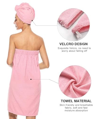 Kniffi Women's Spa Wrap & Hair Towel Body Wrap Adjustable Closure Bathrobe thumbnail 3