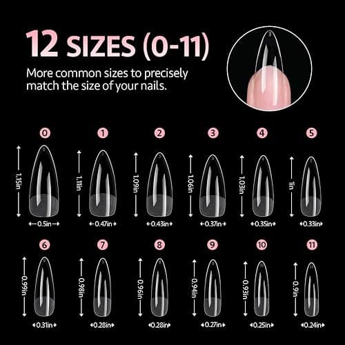 GAOY Medium Stiletto Fake Gel Nail Tips, 12 Sizes False Full Cover Acrylic Press on Nails, 240Pcs Soft Half Matte Tips thumbnail 6