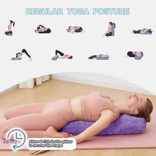 TokSay Yoga Bolster Pillow for Restorative & Yin Yoga - Meditation Pillow with Velvet Cover - Rectangular thumbnail 3