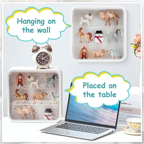 Menkxi 2 Pcs Display Case for Figures 3 Tiers Doll Storage Box Wall Mounted Clear Box Dust Proof Display Cabinet Organizer with Magnetic Door for Mini Toys Action Figures Collectibles, White thumbnail 4