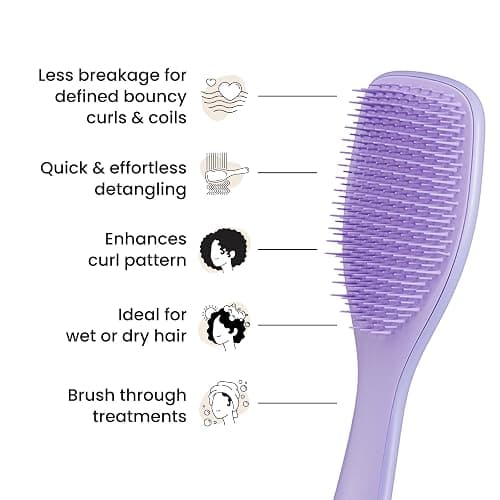 Tangle Teezer Ultimate Detangler Curly Hair Brush, Dry & Wet Hairbrush, Reduces Frizz & Breakage, for 3C to 4C Curly Hair Types, Purple Passion thumbnail 5