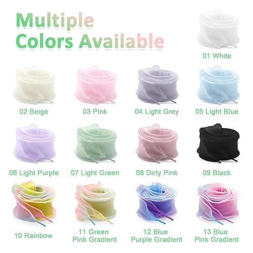 WEGOODZF Flat Sheer Shoe Laces: 2 Pairs 4CM Wide Fashion Snow Yarn Shoelaces - 09 Black - 31Inch (80CM) thumbnail 5