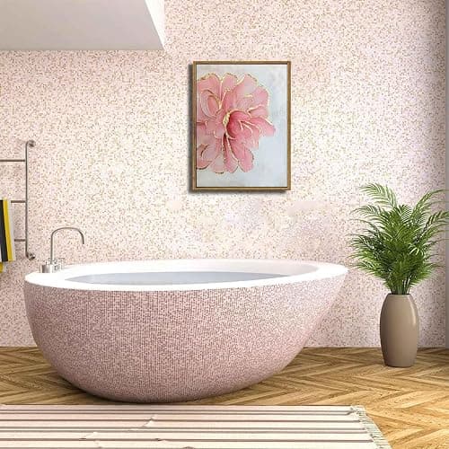 Framed Pink Peony Flower Canvas Wall Art Modern Pink and Gold Floral painting Decor Pictures Abstract flowering Posters Prints for Corridor Living Classroom Bedroom Woman Room Decoration thumbnail 6