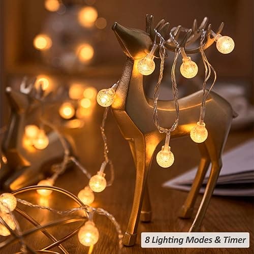 Zorela Globe Fairy Lights, 15M/49ft 100 LED Globe String Lights with Remote - USB or Battery Powered - 8 Modes - Outdoor Indoor String Fairy Lights for Christmas, Balcony, Gazebo, Garden, Camping thumbnail 5