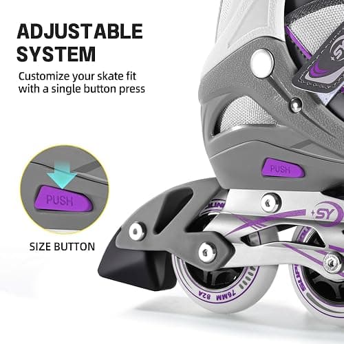 SUPER YOUNGSTER Women's Adjustable Inline Skate, Roller Skates Blades for Female Adults thumbnail 4