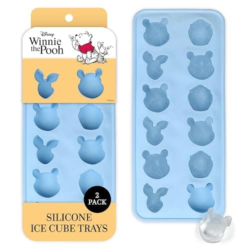 Disney Pooh Silicone Ice Cube Tray – 2 Pack Ice Trays for Freezer with Fun Pooh Ice Molds – Flexible BPA-Free Silicone Molds for Ice, Chocolate, and More (Pooh (Baby Blue)) - Image 1