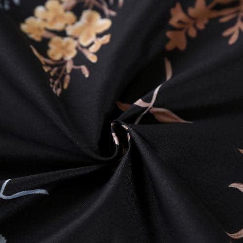 MAG 3pcs Black Floral Queen Bed Sheet,Microfiber Flower Bedding Sheet Set,Boho Bedding Sheet Set with 1 Fitted Sheet and 2 Pillowcases,14 Inches Deep (Black, Queen) thumbnail 9