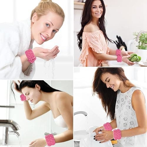 2pcs Wrist Bands for Washing Face Wash Wristbands Wrist Towels Arm Bands for Skincare Makeup Wrist Cuffs Spa Wrist Scrunchies thumbnail 7