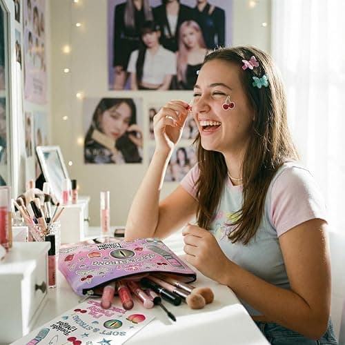 SportsLiking For Katseye Merch Cosmetic Makeup Bag, Y2K-Inspired Pop Graphic Zipper Pouch, Portable Makeup Organizer for Toiletries & Accessories thumbnail 6