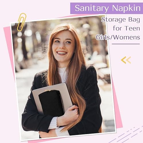 Likesing Tampon Holder for Purse, Corduroy Period Bag Sanitary Napkin Storage Bag for Girls Womens, Portable Feminine Emergency Pad Period Pouch(Black) thumbnail 6