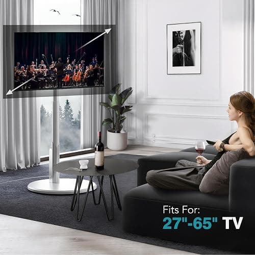 LLDEPLL Floor Mobile TV Stand with Power Outlet, Rolling TV Cart for 27-65 Inch OLED LED Monitors, 6 Levels of Height Adjustment, Ambient Lighting on The Bottom Wheels Holds up to 88lbs, 400x400mm thumbnail 7