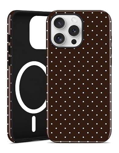 Aitipy Magnetic Polka Dot Phone Case for iPhone 16 Pro, Compatible with MagSafe, Cute Brown Polka Dots Aesthetic Soft TPU and Hard PC Shockproof Protective Phone Cover for Women Girls-Shiny - Image 1