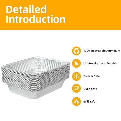 BondOnLum Aluminum Foil Pan with Lids, 9×13 Half Size Pans, Disposable Foil Pans for Roasting, Catering, Picnic or Holiday needs (30 Pack w/Lids) thumbnail 5