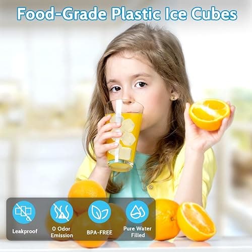 YOIUSFR 2.2LBS (70 Pcs) Reusable Ice Cubes for Drinks Without Diluting, BPA-Free Refreezable Plastic Fake Ice Cubes for Whiskey, Cocktails, Wine, Coffee & Home Parties (Transparent) thumbnail 2