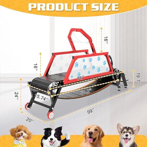 Dog Treadmill Heavy Duty Indoor Slatmill for Dogs with Brake Easy to Move Running Machine for Pet Jogging Non-Electric Exercise Equipment to Keep Fit and Healthy for Large & Medium Dogs thumbnail 2