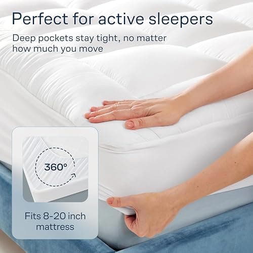 Niagara Sleep Solution 100% Cotton Top Full Non-Slip Mattress Topper - Cloud-Like Mattress Pad for Back Pain Relief - Extra-Grip, Breathable & Naturally Cooling for Hot Sleepers, White thumbnail 5