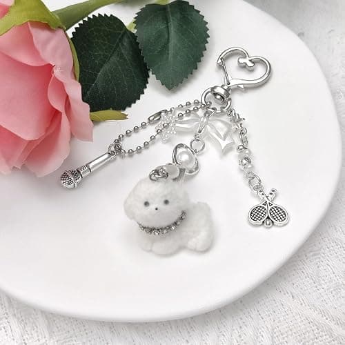 Nalefow Cute Pink Keychain,Fuzzy Cat Keychain Aesthetic Y2K KeychainStylish KeychainsAccessories thumbnail 2