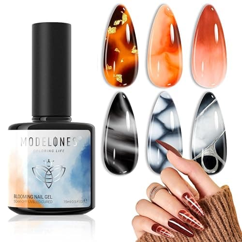 Modelones Blooming Gel Nail Polish, 15ml Clear Marble Nail Design Kit UV LED Soak Off Nail Art Accessories for Spreading Effects, Marble, Floral Print, Watercolor Design - Image 1