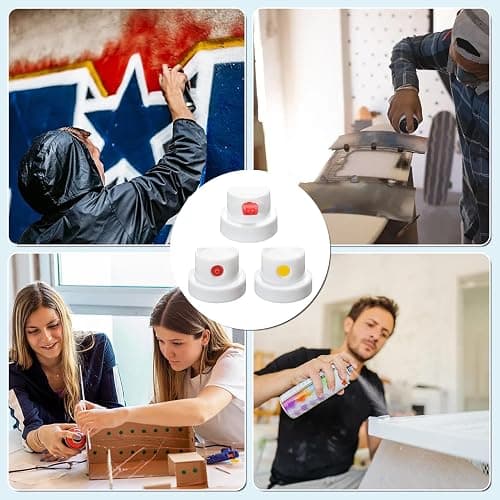 Spray Can Nozzle for Graffiti, 20 Assorted Caps & Tips, Auto, DIY Projects | Spray Paint Nozzle Kit with durable ABS & seals, saves paint, prevents clogs, fits most spray cans for graffiti & DIY thumbnail 7