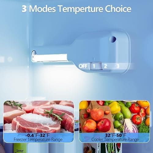 Electactic 2.5 Cu.Ft Mini Fridge with Freezer, Double-Door Compact Refrigerator, Adjustable Glass Shelves, Mechanical Thermostat & Leveling Feet, Space-Saving for Apartment/Dorm/Office, Black thumbnail 5