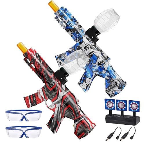 2 Set Electric Splatter Blaster Toy, Outdoor Team Games, Christmas, Halloween, Birthday, New Year Gift for Ages 14+ (Red+Blue) - Image 1