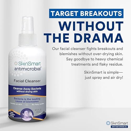 SkinSmart Facial Cleanser for Breakouts, Targets Bacteria for Post-Workout Pimples, Blemishes and Sweat Irritation; 8 oz Spray, Safe for All Ages: Adults and Teens thumbnail 2