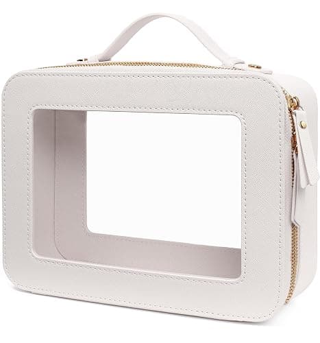 LETGO Clear Makeup Bags, TSA Approved Toiletry Bag with Zipper, Clear Makeup Organizer Large Fit Carry-on Travel Essentials,Clear Cosmetic Bags for Women Men (Large-White) (YunGoGo) - Image 1