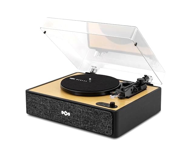 House of Marley Rise Up Giradischi Bluetooth con Casse Integrate - Giradischi Vinili a 3 velocità, Streaming a 2 vie, Finitura in Bambù e Coperchio Antipolvere, Realizzato in Modo Sostenibile - Image 1