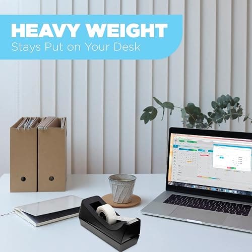 Desktop Tape Dispenser - Non-Skid Base - Weighted Tape Roll Dispenser - Perfect for Office Home School (Tape not Included) 4 Pack thumbnail 6