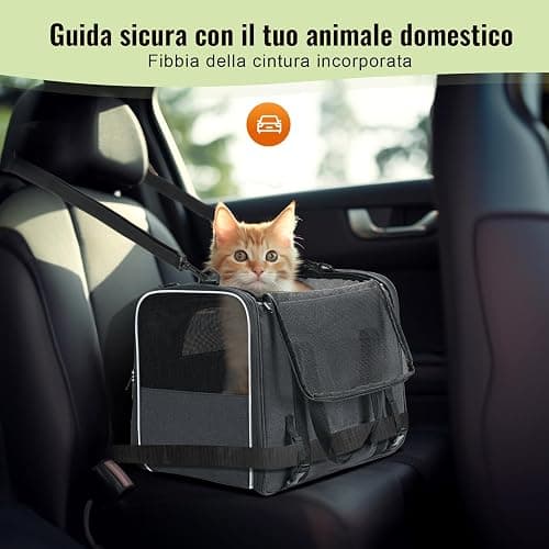 Trasportino per Cani e Gatti, Morpilot Gabbietta Morbida per Animali Domestici, Borsa portabile o a Tracolla in Tessuto da Trasporto Confortevole, Borsa Ripiegabile Viaggio Sull' Aereo thumbnail 6