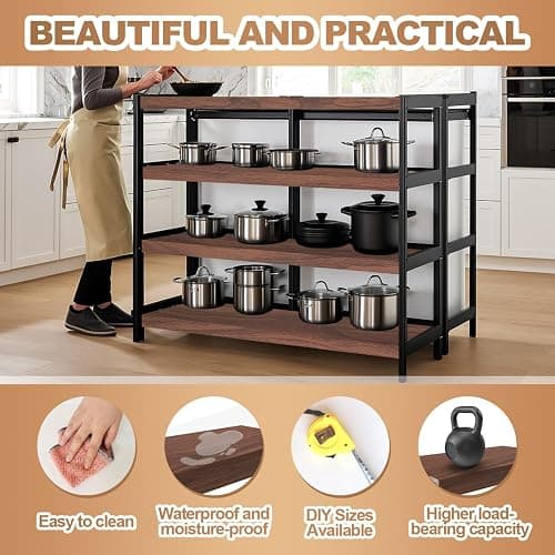 5 Pcs Wire Rack Covers 24x12x3 inch PVC Pantry Shelf Cover 0.31 inch Thick Removable Closet Wire Rack Shelf Covers,Decoration Kitchen Bathroom Office Shelving(Walnut Color,24x12x3 inch) thumbnail 5