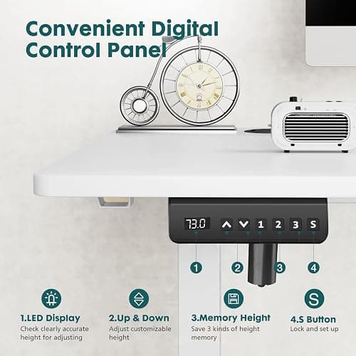 SMUG Standing Desk, Adjustable Height Electric Sit Stand Up Down Computer Table, 40x24 Inch Ergonomic Rising Modern Lift Motorized Gaming Desktop Workstation for Work Home Office, White - White - 40*24 thumbnail 4