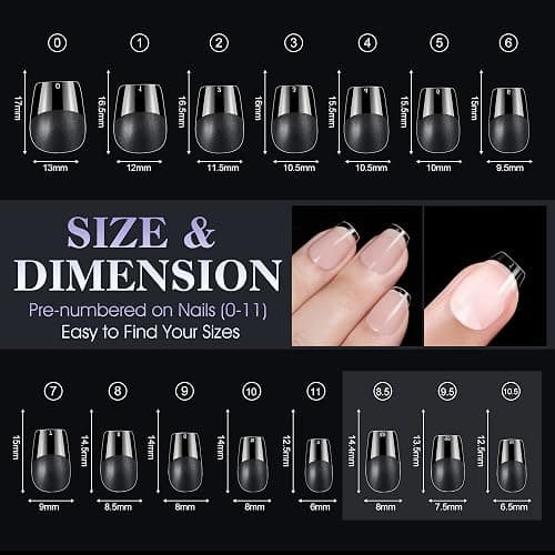Gelike ec Extra Kurze Ballerina Gel Nagel Tips 240pcs Soft Gel Full Cover Kunstnägel 15 Größe Künstliche Nägel Zum Aufkleben PMMA Pre-Buffed für Nail Art-XXS Short Coffin thumbnail 2