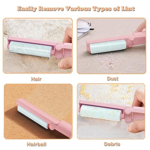 Mini Reusable Lint Roller 6 Pack, Washable Sticky Gel Lint Remover, Pink | Portable & Easy Carry, Foldable Design, Washable Sticky Gel, For Clothes & Luggage, Travel Ready thumbnail 5