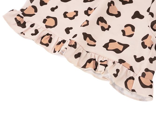 Beezizac Girls Pajamas Coat Style Trendy Print Short Sleeve Set Size 6-18 | Soft Stretch Fabric, Button-Down Top, Fixed Bow Detail, Ruffle Trim, Elastic Waist Shorts, Little & Big Girl Sleepwear thumbnail 8