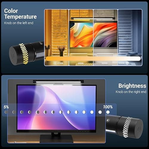 PROSmart Monitor Light Bar, Computer Monitor Lamp, 250LM No Glare Eye-Care LED Screen Bar, Fit for Curved/Flat Monitor, USB Reading Screenbar for Home/Office/Work/Game thumbnail 6