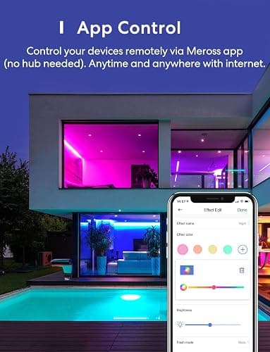 meross Smart LED Strip Lights, 32.8ft WiFi RGB Strip, Works with Apple HomeKit, Siri, Alexa&Google and SmartThings, App Control, Color Changing Lights Strip for Room, Party, Festivals, UL Listed thumbnail 4