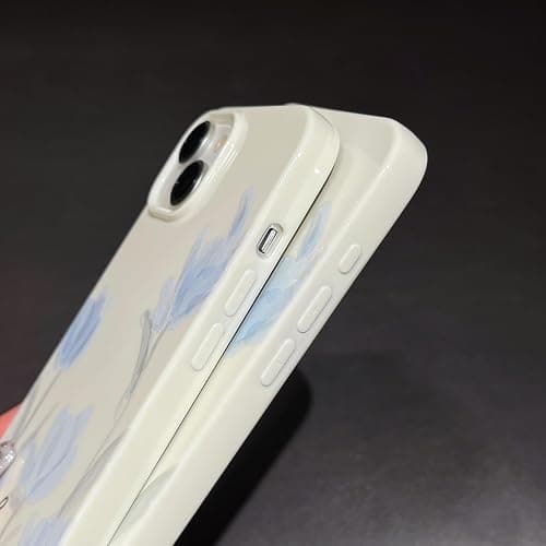 Emylisa Artistic Blue Tulip Flower Soft Designed for iPhone Case (Beige,for iPhone 15) thumbnail 3
