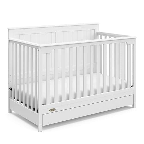 Graco Hadley 5-in-1 Convertible Crib with Drawer – GREENGUARD Gold Certified, Fits Standard Crib Mattress, Converts to Toddler Bed, Daybed and Full Bed, 4 Adjustable Mattress Heights (White) thumbnail 9