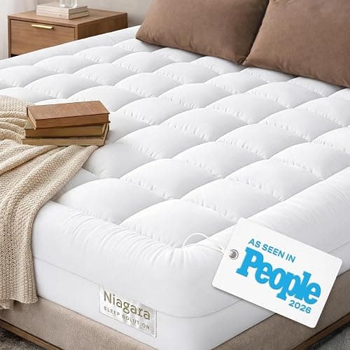 Niagara Sleep Solution Cloud-Like Queen Mattress Topper - 100% Cotton Top Mattress Pad for Back Pain Relief - Breathable & Naturally Cooling for Hot Sleepers, White - Image 1