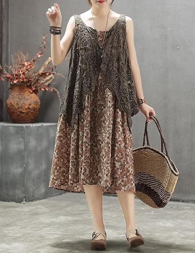 Flygo Women's Open Front Cotton Crochet Lace Boho Hippie Butterfly Vest Cardigan Coverup Sleeveless Irregular Hem thumbnail 3