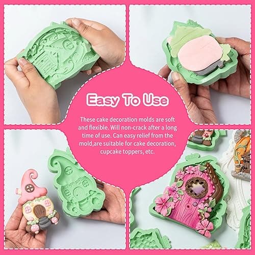 KALAIEN Fairy Garden Silicone Mold, Fairy Gnome Silicone Mold House Polymer Clay Molds for Crafts Air Dry Cake Decorating Candy Chocolate 1 Pcs(Hat House) thumbnail 6