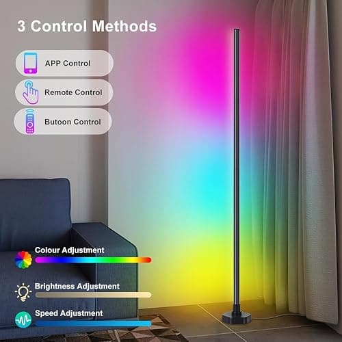 YTDRGB Corner Floor Lamp RGBW, LED Floor Lamp with APP, IF Remote Control, Music Sync, Timer and 16 Million DIY Colors, Smart Corner Light for Gaming Rooms Bedrooms thumbnail 4
