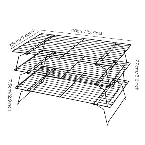 Cooling Rack, 3-Tier Stainless Steel Stackable Baking Cooking Cooling Racks for Cooling Roasting Grilling, Collapsible & Heavy Duty, Oven & Dishwasher Safe thumbnail 3