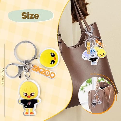 Feenmai Cartoon Keychain for Kids, Stray Kids Keychain Cute Animal Pendant, Acrylic Double Sided Pattern SKZ Backpack Pendant thumbnail 2