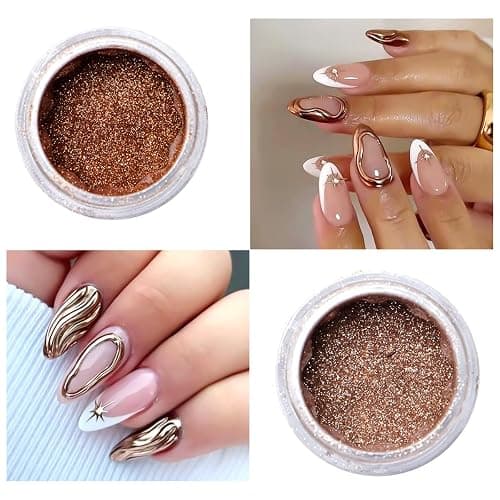 SUTOZMIWE Chrome Nail Powder Metallic Gold And Silver, Magic Mirror Effect Pigment Glitter Rubbing Dust, 3D Carving Nail Molding Gel & Holographic Dip Nail Powder Kit for Nail Decor Home Manicure DIY thumbnail 4
