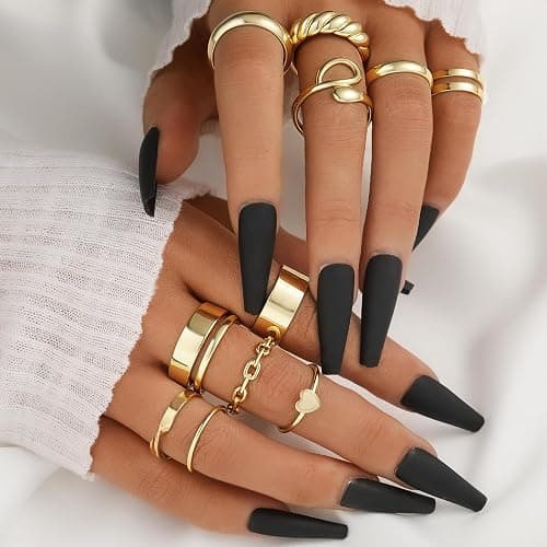 YEEZII 25 Pcs Gold Knuckle Rings Set for Women, Cute Stackable Finger Midi Rings, Dainty Gold Chunky Stacking Statement Womens ring pack thumbnail 7