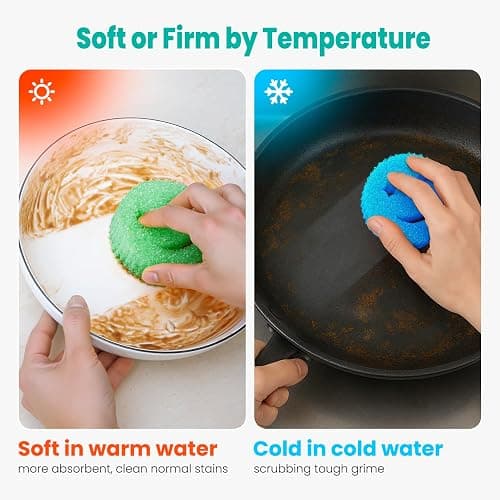 HELIME Scrub Sponge Dish Scrubber, Non Scratch Multipurpose Sponges, Temperature Controlled Dual Sided Cleaning Pads, Durable BPA Free and Odor Resistant Polymer Foam, Safe for Kitchen, Bathroom thumbnail 2