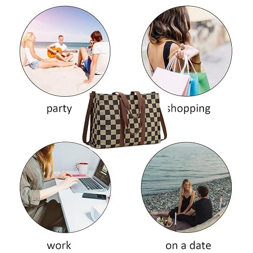 Laptop Tote Bag for Women Work 15.6 inch Canvas Shoulder Bags Computer Messenger Purse Teacher Handbag Office Briefcase thumbnail 7